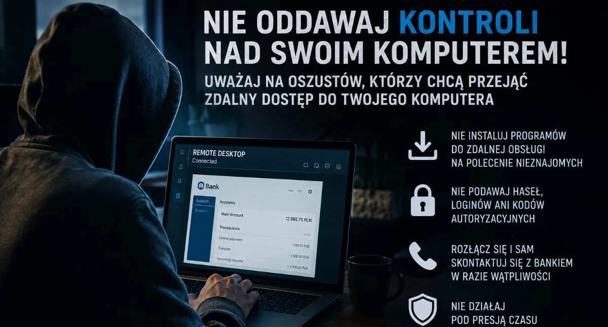 Nie oddawaj obcym kontroli nad komputerem. Policja ostrzega przed nową falą oszustw