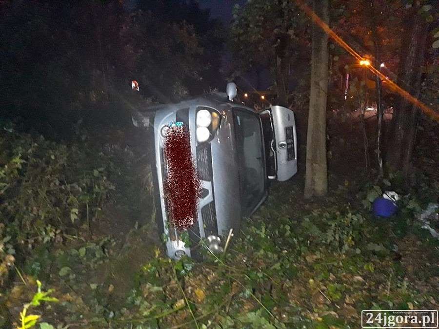 Dwie osoby w szpitalu. Renault uderza w drzewo.
