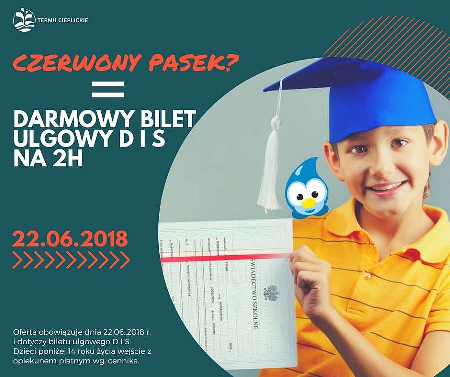 Czerwony pasek na świadectwie = darmowe wejście na Termy Cieplickie