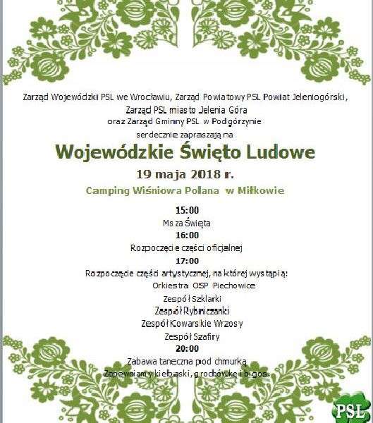 PSL zaprasza do Miłkowa na obchody Święta Ludowego