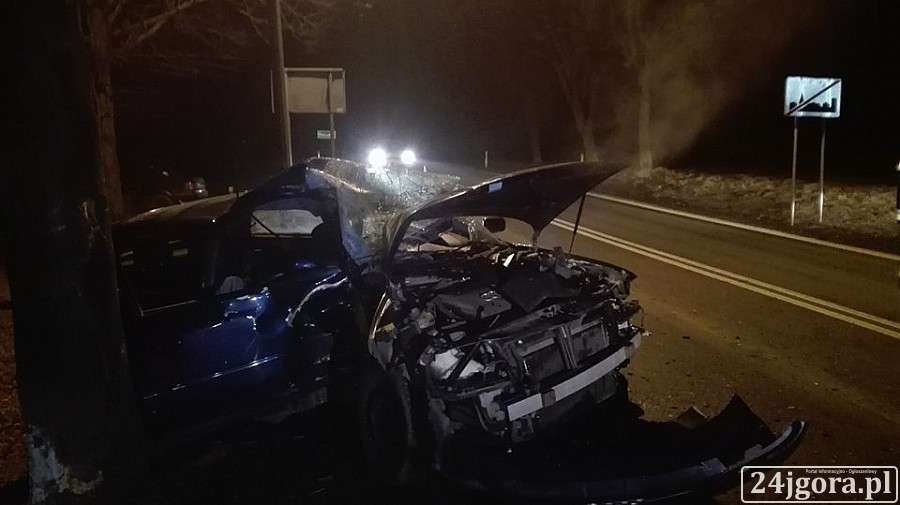 Rozbił auto na drzewie. Prawo jazdy miał od dwóch tygodni