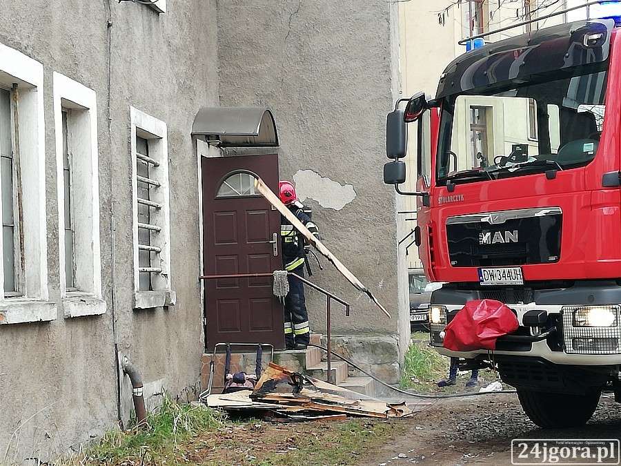 Pożar komórki w Lwówku Śląskim 