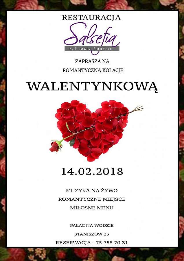 Pałac na Wodzie zaprasza na Kolację Walentynkową 