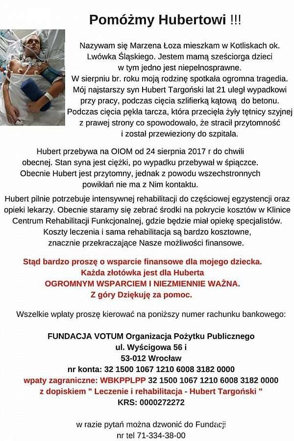 Pomóżmy wspólnie Hubertowi