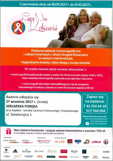 Wykonaj badanie mammograficzne i odbierz kosmetyk z oferty Drogerii Rossmann w naszym mammobusie. 