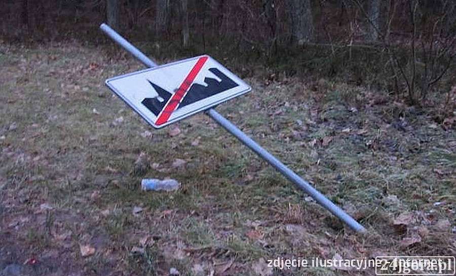 Niszczyli znaki - zostali zatrzymani.Wybryki chuligańskie mogły doprowadzić do tragedii.