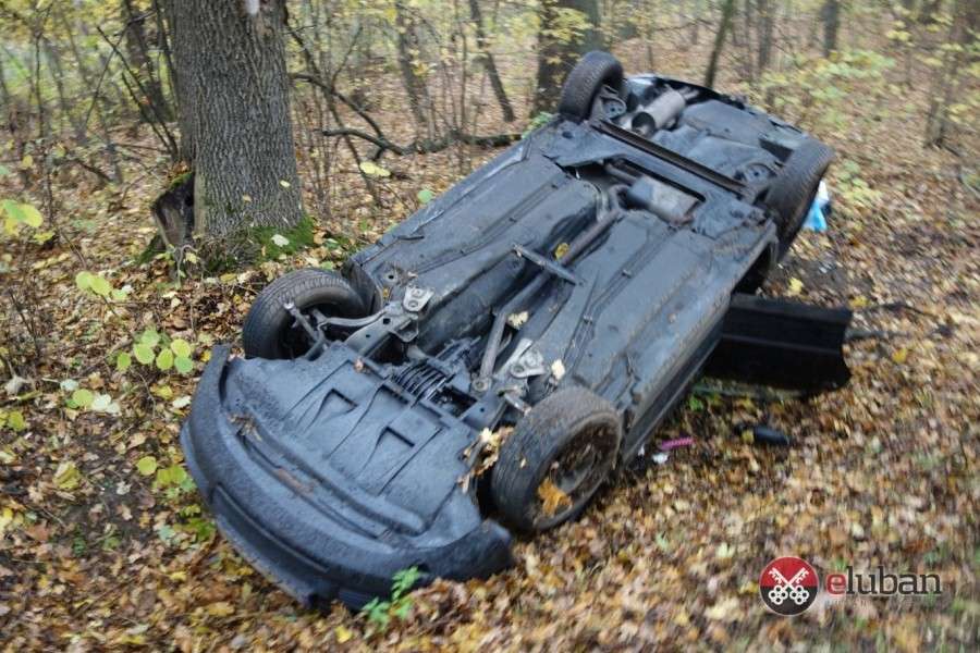 Auto z czteroosobową rodziną wypadło z drogi