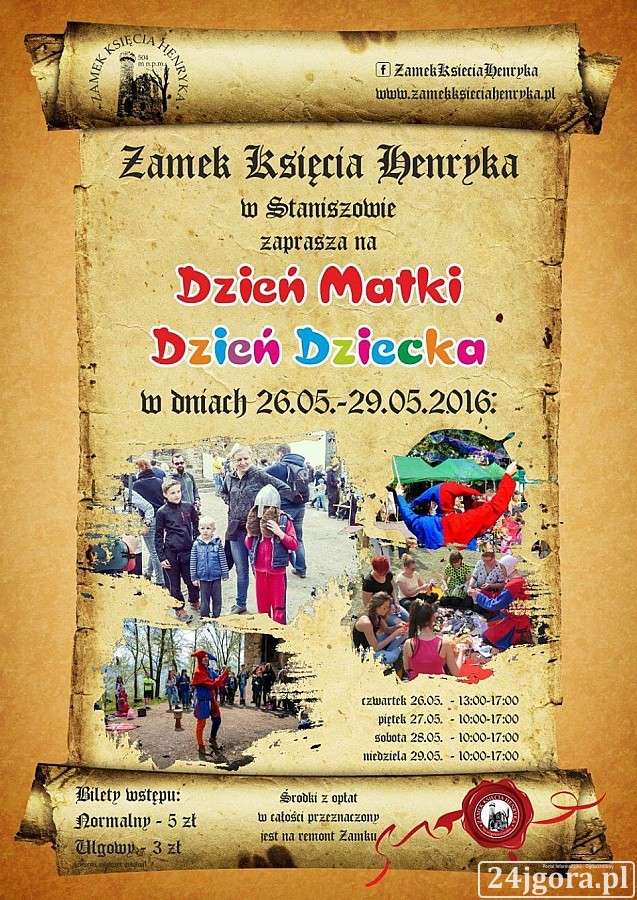 Dzień Matki i Dzień Dziecka na Zamku Księcia Henryka 26-29 maja