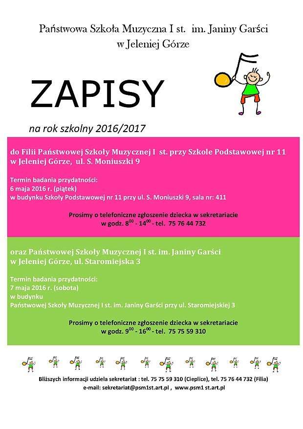 Zapisy do Szkoły Muzycznej na rok szkolny 2016/2017 