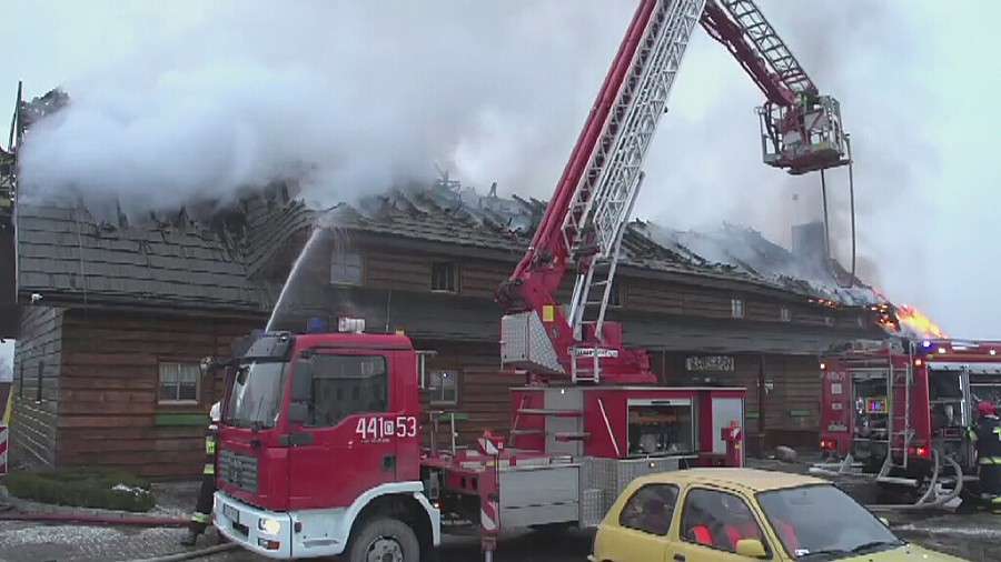 Materiał wideo z pożaru Karczmy u Macieja w Sadach Dolnych