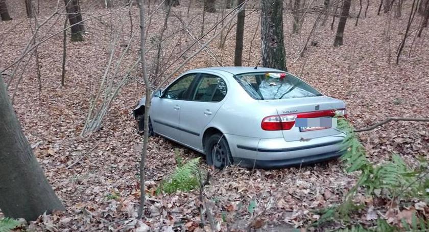 Pijany kierowca wypadł z drogi i wjechał do lasu