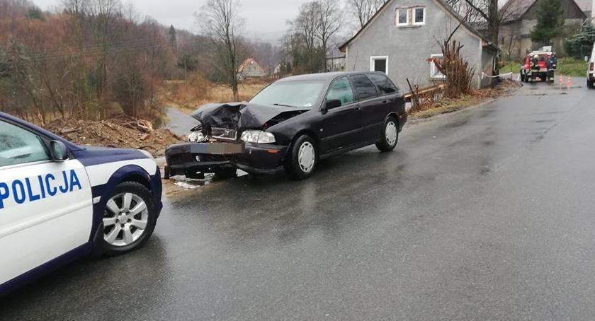 W Starej Kamienicy auto uderzyło w drzewo