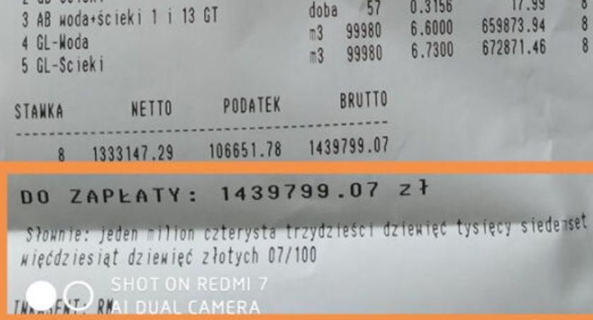 Prawie 1,5 miliona złotych na rachunku za wodę