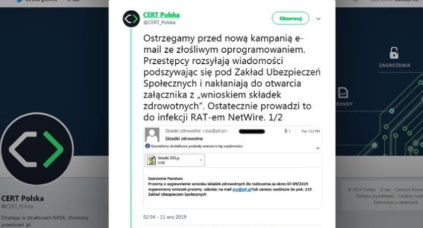 UWAGA, oszuści wysyłają fałszywe informacje z groźnym wirusem!