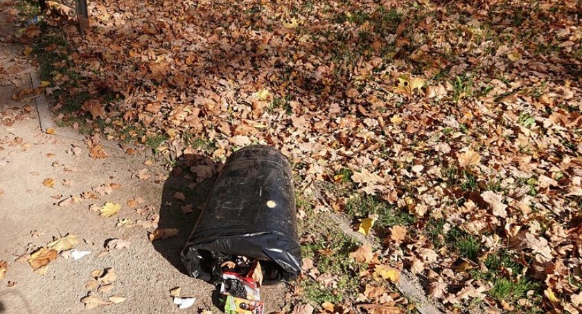 Powyrywane i zniszczone kosze w Parku Zdrojowym