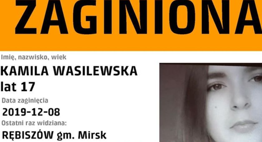Zaginęła 17.letnia Kamila Wasilewska z Rębiszowa