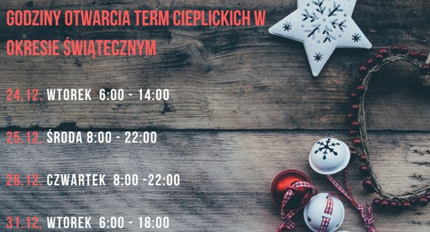 Godziny otwarcia Term Cieplickich w okresie świątecznym