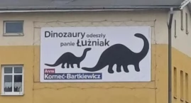 Kandydatka na Prezydenta o billboardach z dinozaurami