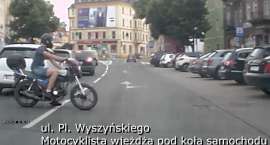 Motocyklista wjechał pod koła samochodu - prawie małe bum cz.5