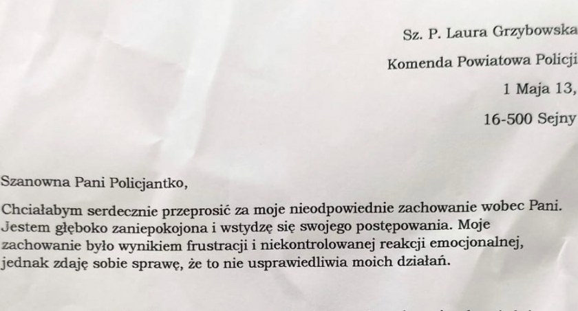 Znieważyła funkcjonariuszkę, teraz przeprasza