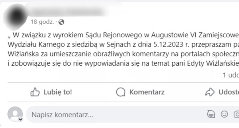 Mieszkanka Sejn przeprasza policjantkę
