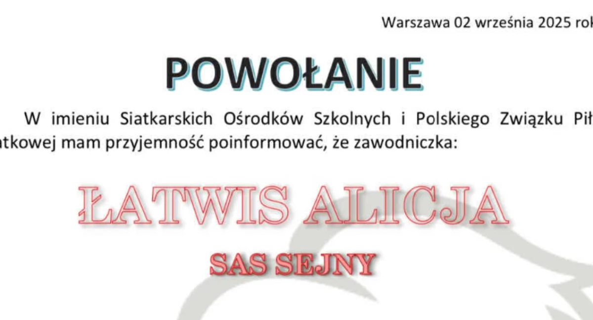Kolejna zawodniczka SAS Sejny z powołaniem do kadry Polski