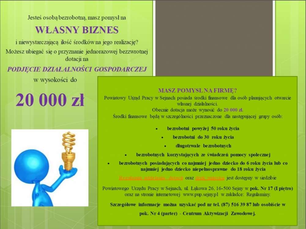 Własna firma dzięki środkom z PUP