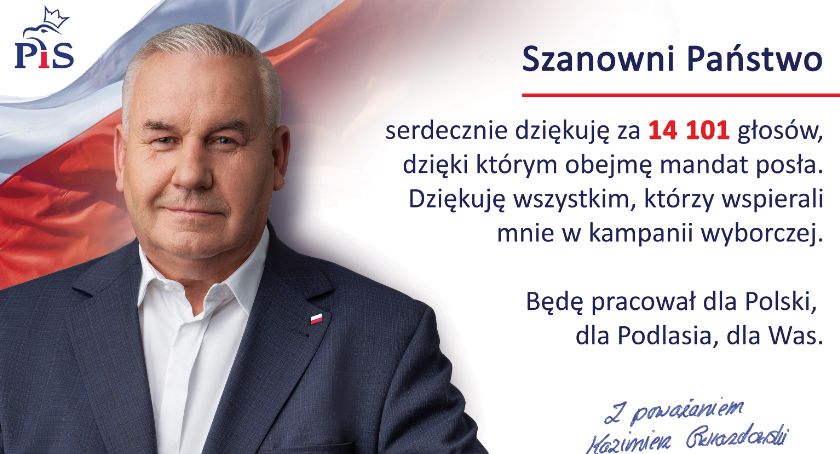 Poseł Kazimierz Gwiazdowski dziękuje
