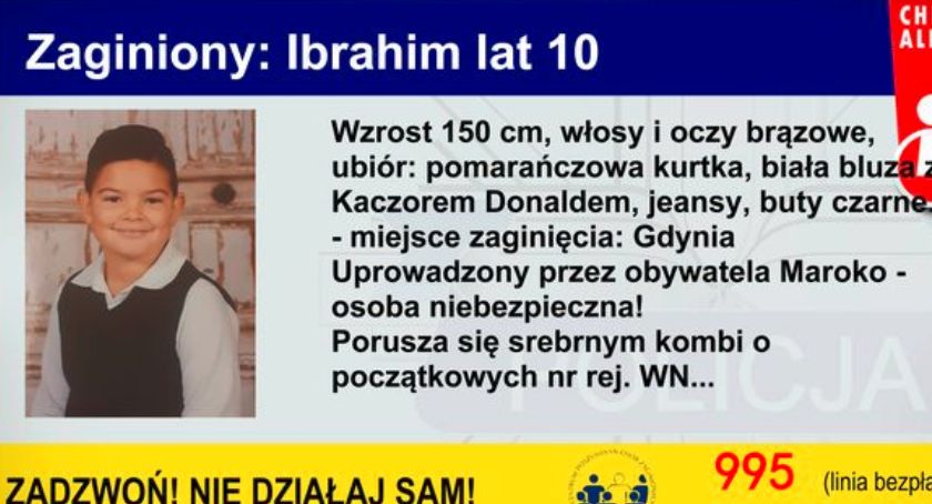 Alert - poszukiwanie uprowadzonego chłopca
