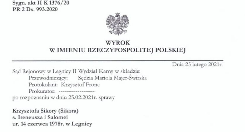 Dwa wyroki trafiły do publicznej wiadomości. Sprawdźcie, kogo skazał legnicki sąd
