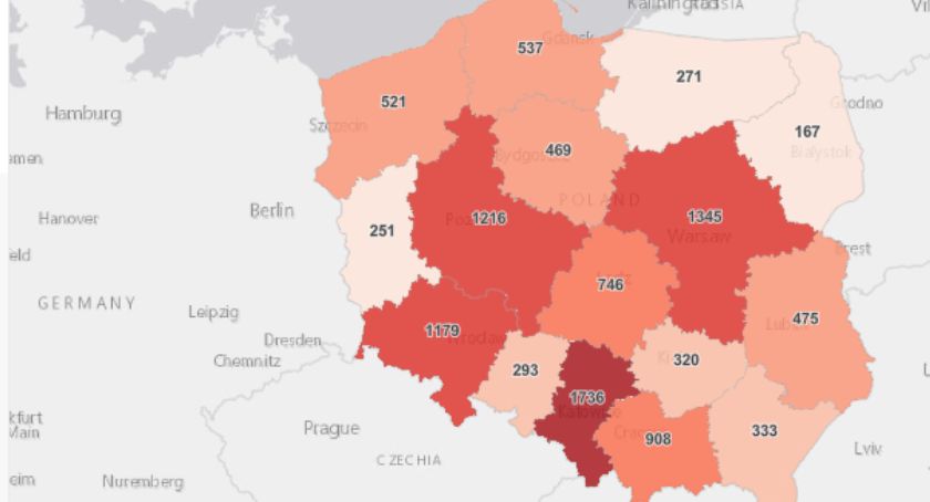 Legnica i powiat legnicki w czerwonych barwach na koronawirusowej mapie