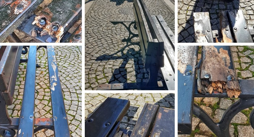 Próchnieją i rozpadają się ławki w Rynku