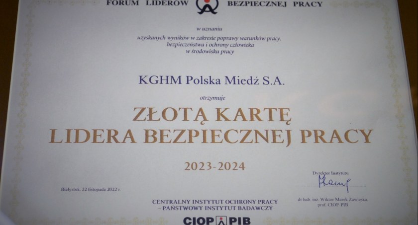 Złoty KGHM – Lider Bezpiecznej Pracy