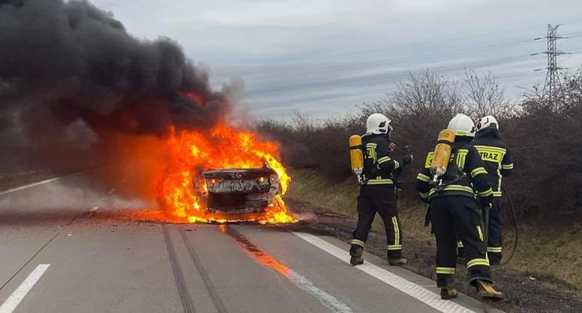 Pożar na autostradzie A4