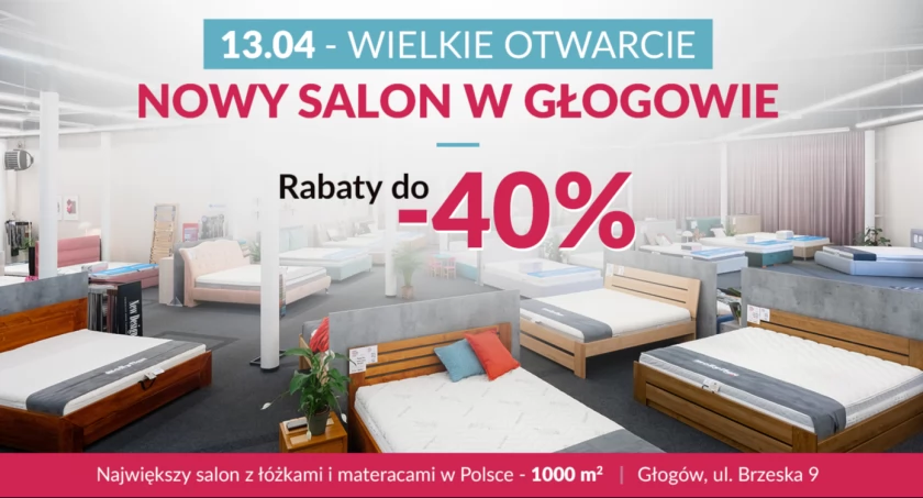 W Głogowie otwiera się innowacyjny i największy w Polsce salon z łóżkami i materacami!