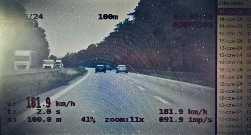 Jechał 181 km/h, więc chwilę później odjechał z mandatem w wysokości 5000 zł