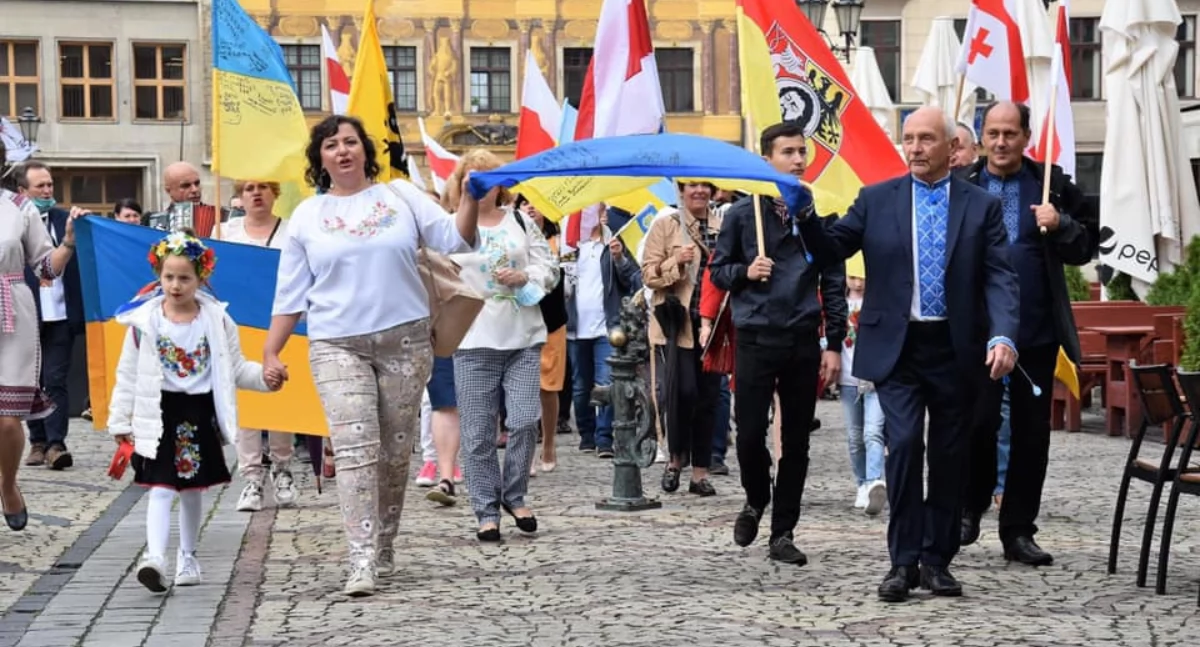 Manifestacja z okazji Dnia Niepodległości Ukrainy