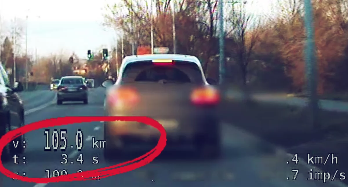Pędził porche 105 km/h przez Legnicę (FILM)