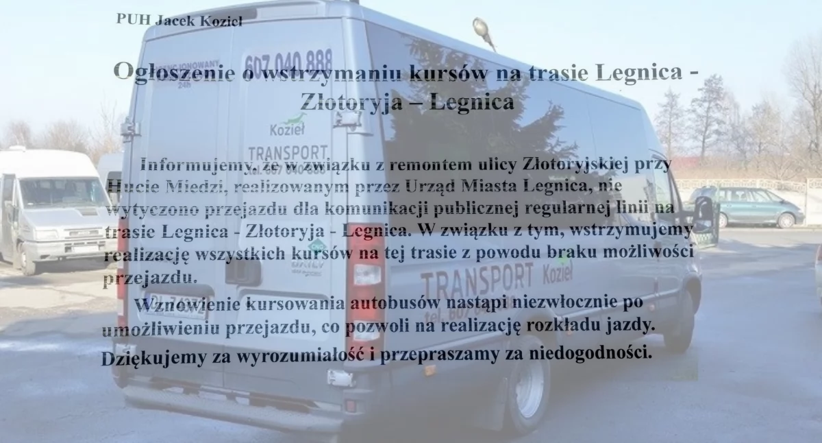 Jedyny przewoźnik wstrzymał kursy między Złotoryją a Legnicą