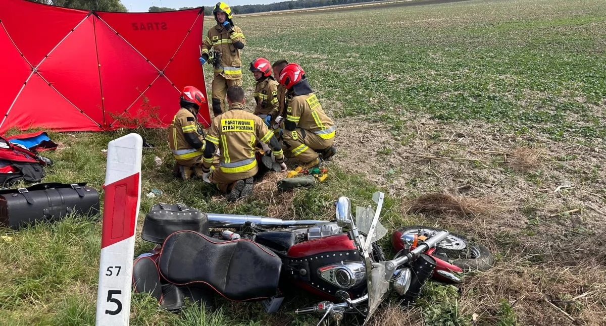 Wypadek motocyklisty w okolicach Jawora