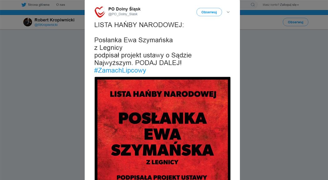 Kropiwnicki ubolewa na Twitterze, a Szymańska jest dumna!