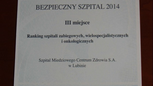 Lubiński szpital MCZ nagrodzony