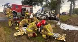 Samochód wjechał w drzewo. Pięć osób ciężko rannych