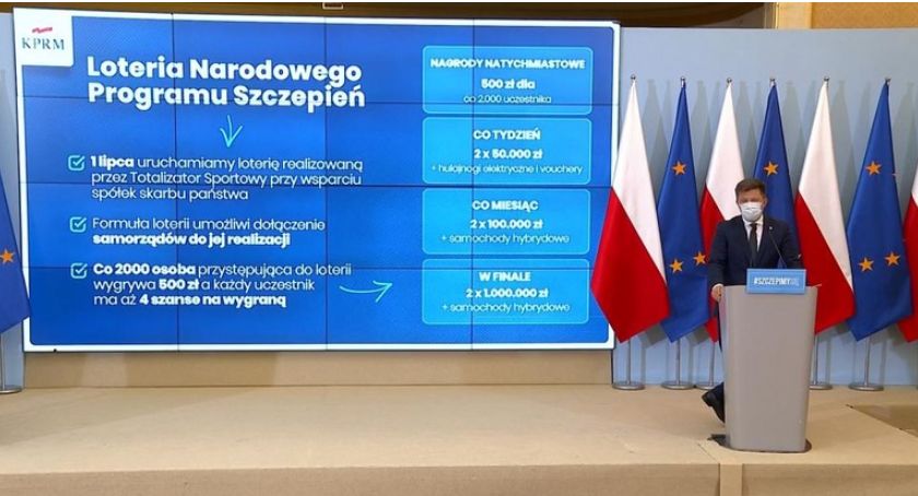 Jeśli się zaszczepisz, możesz wygrać milion złotych i samochód! Rząd uruchamia loterię.
