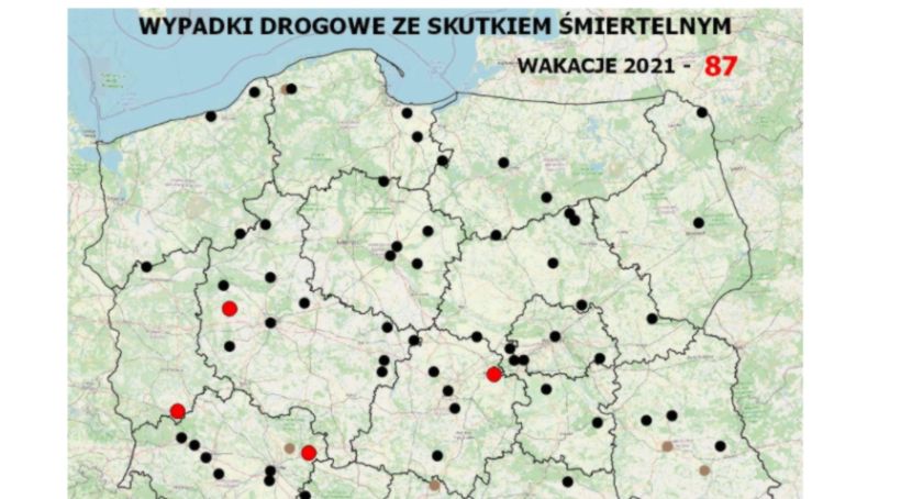 Od początku wakacji na polskich drogach zginęły 74 osoby
