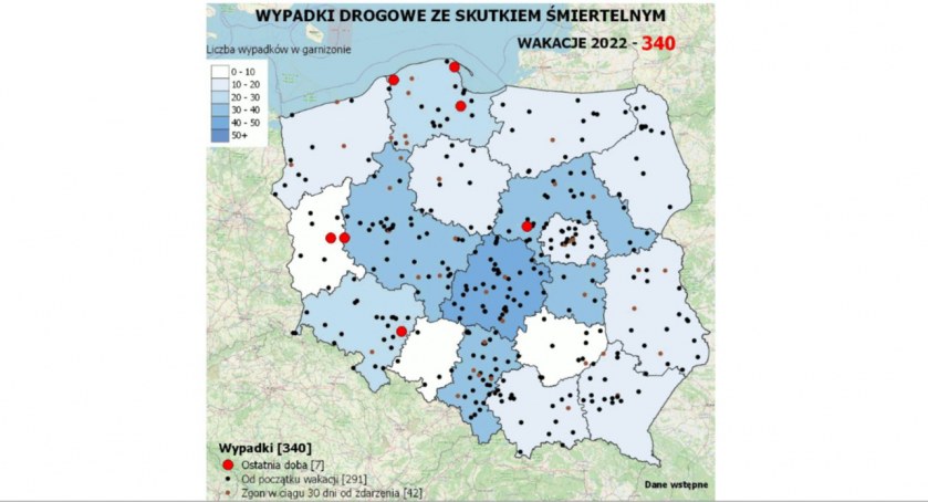 Na polskich drogach w te wakacje zginęło już 340 osób