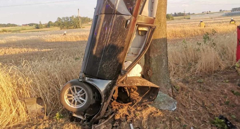 Tragiczny wypadek w gminie Opatówek. Samochód uderzył w drzewo, kierowca nie żyje