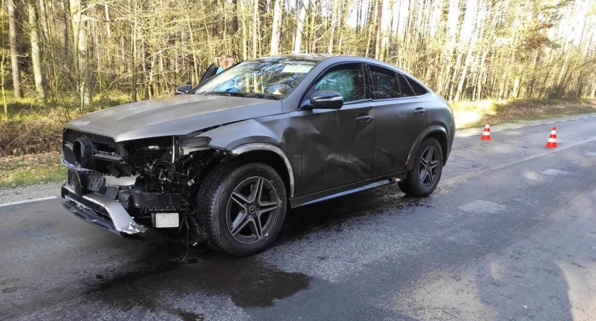 Pod koła wskoczyła mu sarna, mercedes poważnie rozbity