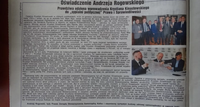 Oświadczenie Andrzeja Rogowskiego