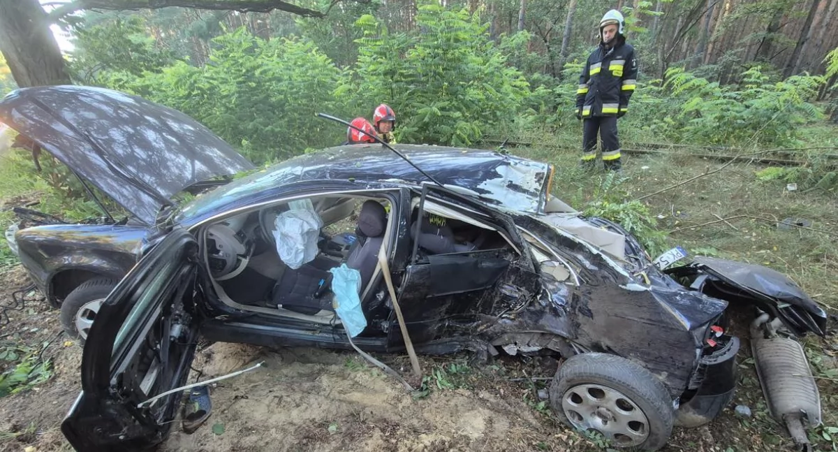 Pijany kierowca audi rozbił się na drzewie
